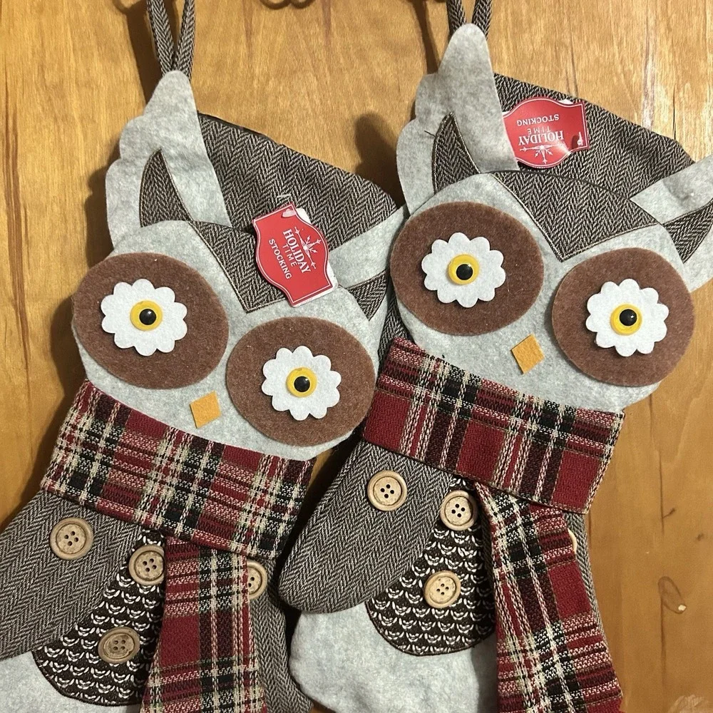 Holiday Time OWL Christmas‎ Stocking Set of 2